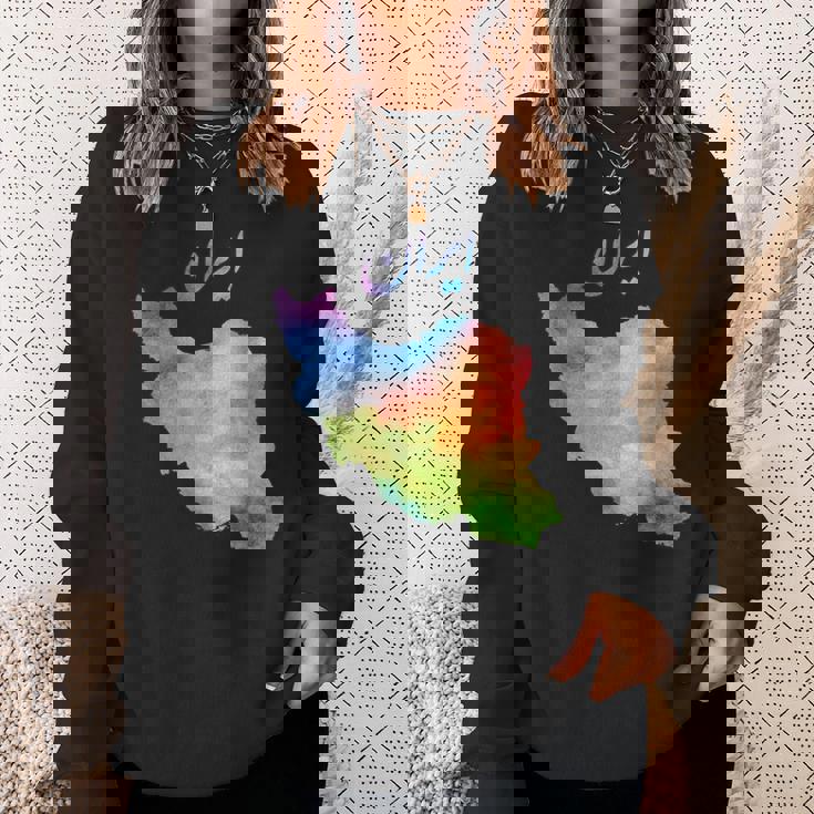 イランの地図 イランのカラフルな地図 水彩イラスト スウェットシャツ 彼女への贈り物