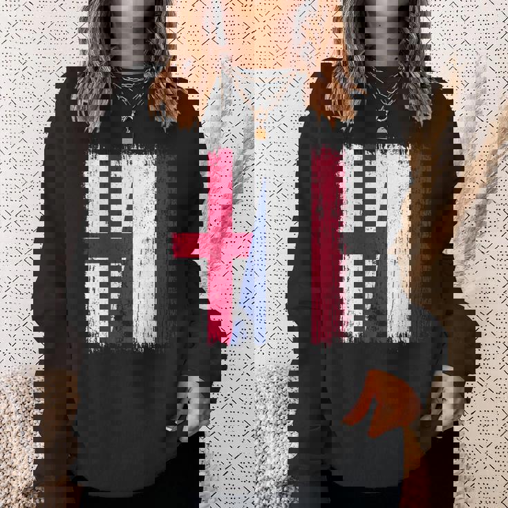 イングランド オランダ ハーフフラッグ イングリッシュ オランダ遺産 長袖tシャツ スウェットシャツ 彼女への贈り物