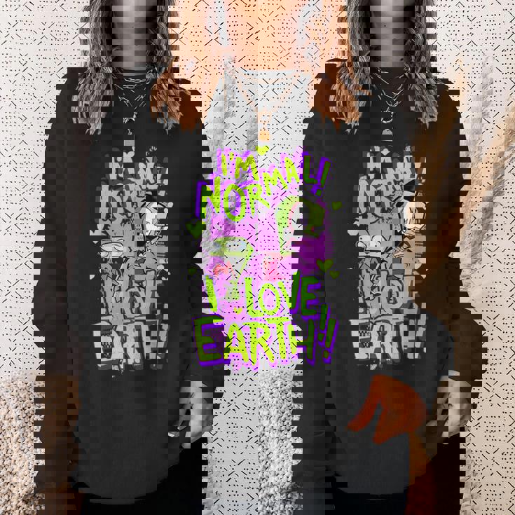 インベーダージムアイムノーマルアイラブアースデイ スウェットシャツ 彼女への贈り物