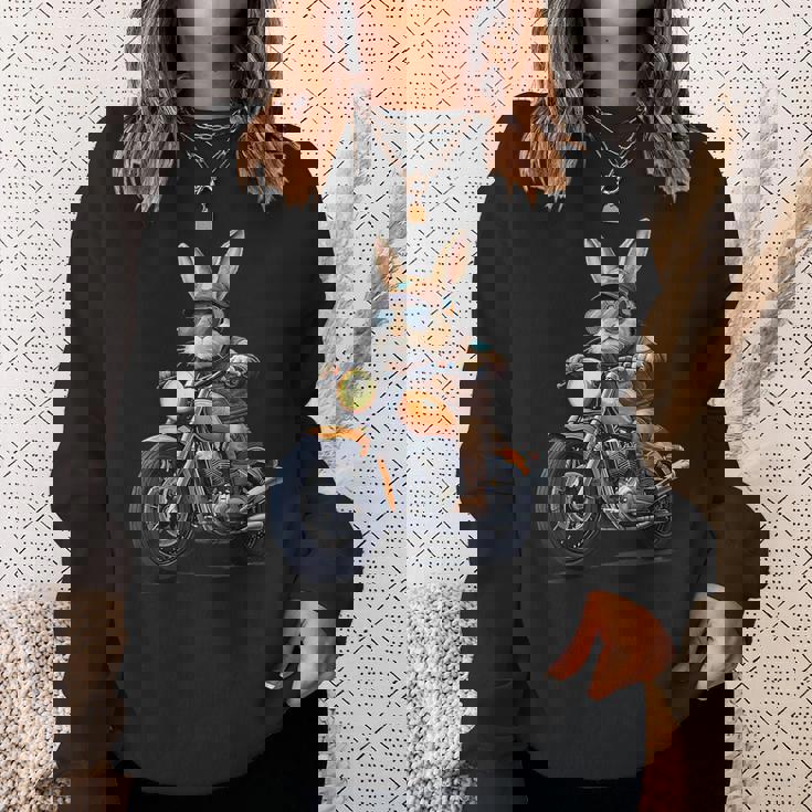 イースターデー バイク バニー ウサギ ヴィンテージ オートバイ 男の子 スウェットシャツ 彼女への贈り物