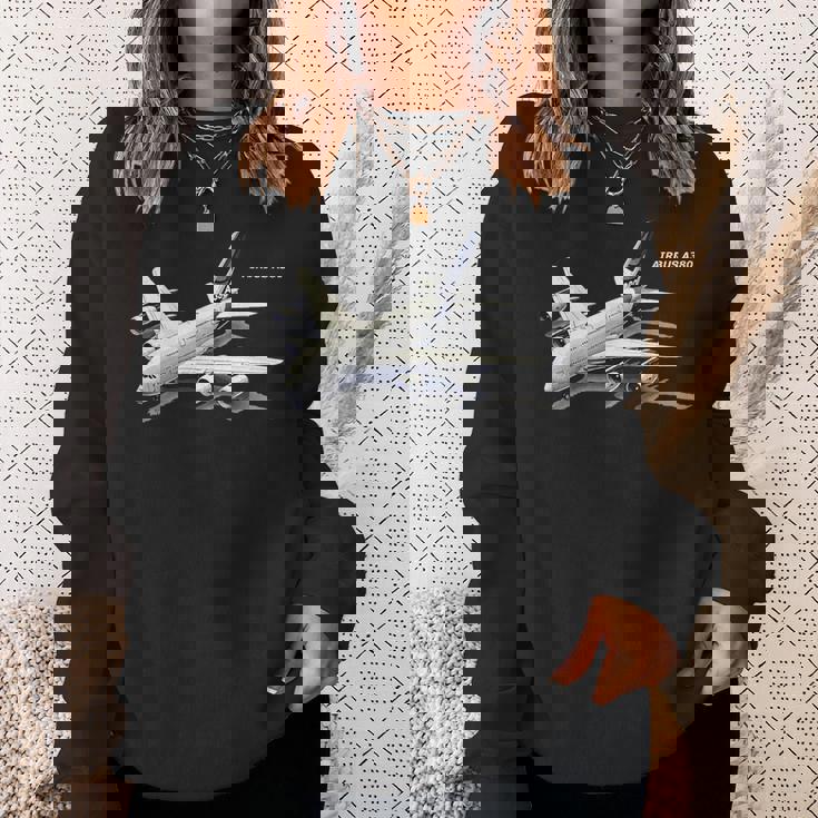 エアバスa380ターボジェット飛行機旅客機航空パイロットギフト スウェットシャツ 彼女への贈り物