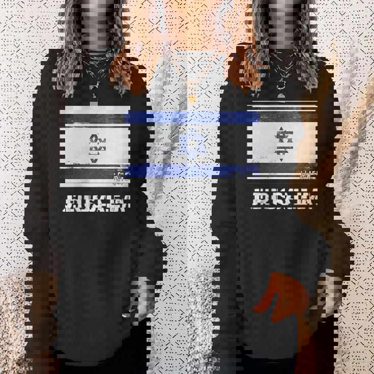 エルサレムイスラエル国旗シャツ スウェットシャツ 彼女への贈り物