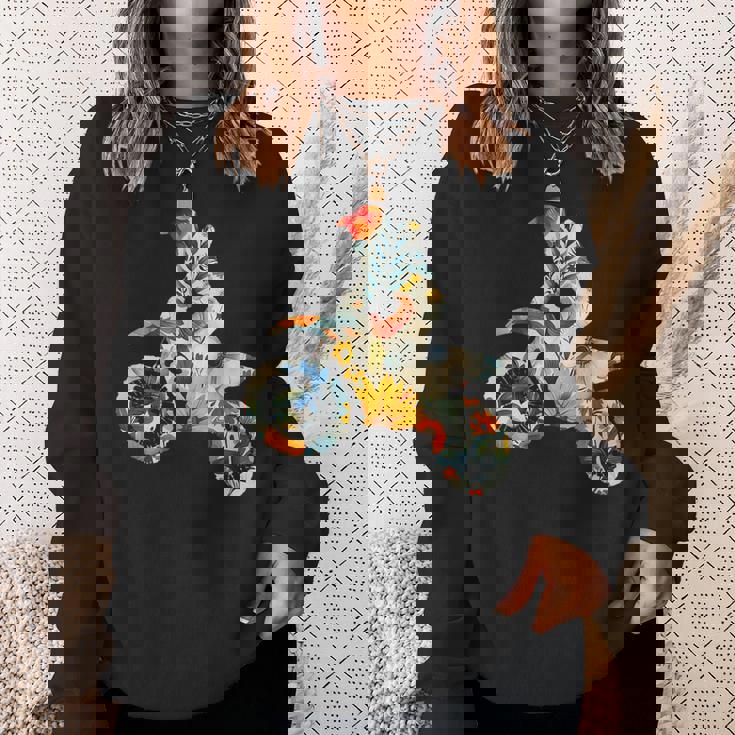 エレガントなシルエット フラワーアートピース フローラル モトクロス スウェットシャツ 彼女への贈り物