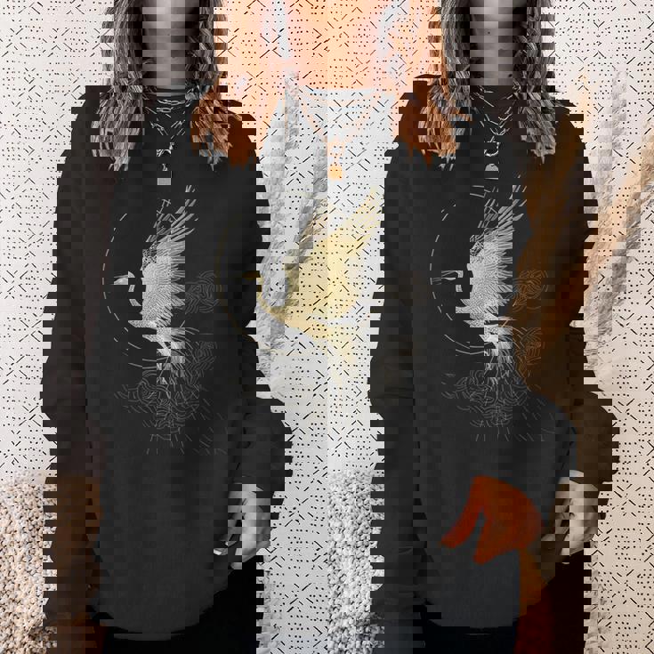 エレガントな鶴 アールデコ デザイン 優雅な鳥 スウェットシャツ 彼女への贈り物