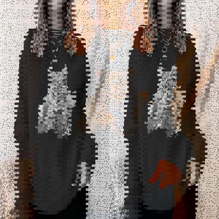 オイル スケッチ ワイルドライフ ボブキャット オレンジ ボブキャット スウェットシャツ 彼女への贈り物