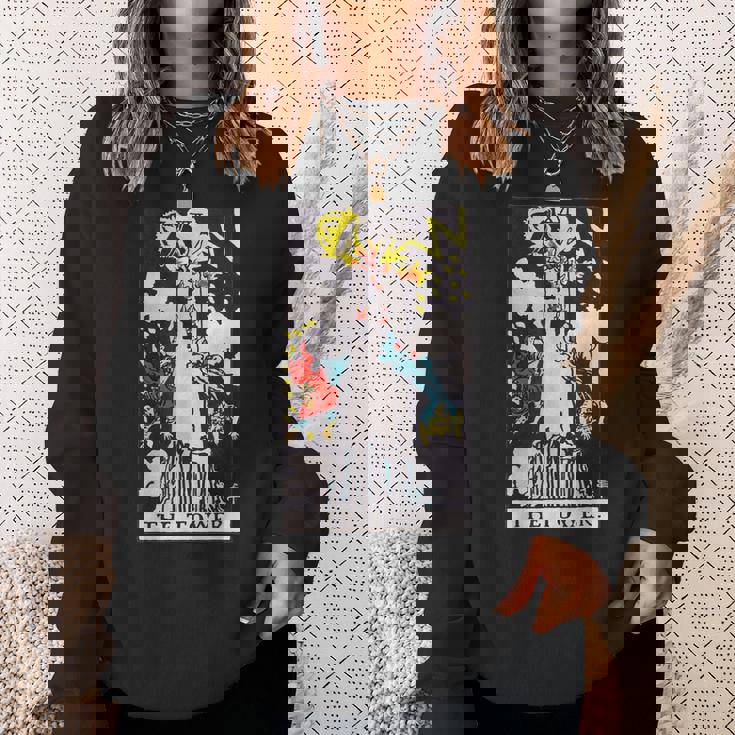 オリジナルのrider Waite Deckからのタワービンテージタロットカード スウェットシャツ 彼女への贈り物