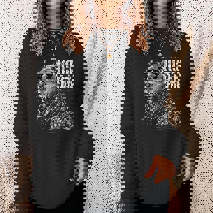 オートバイ げっ歯類 ロック メンズ カピバラ スウェットシャツ 彼女への贈り物