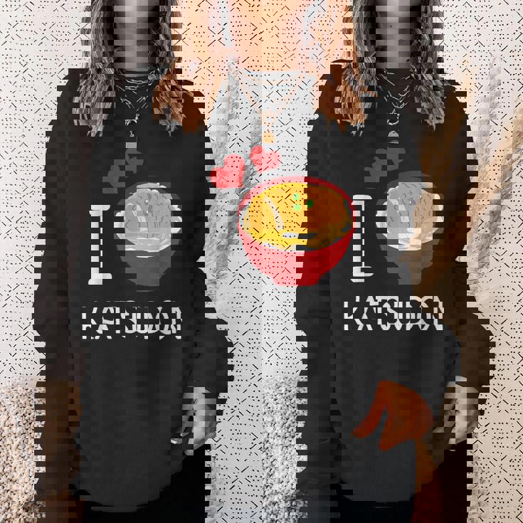 カツ丼を食べるのが大好き ご飯 カツ丼 スウェットシャツ 彼女への贈り物