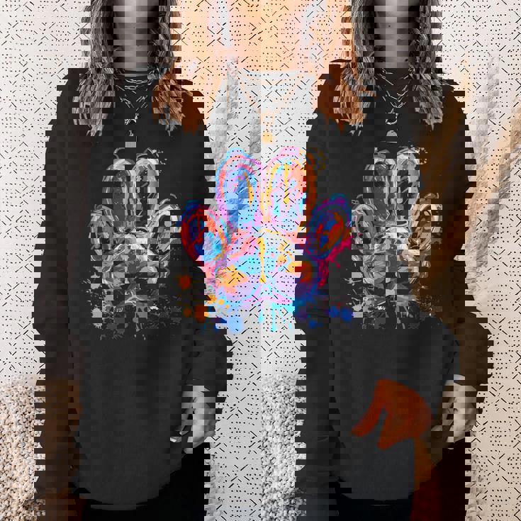 カラフルな動物の犬の足跡 スウェットシャツ 彼女への贈り物