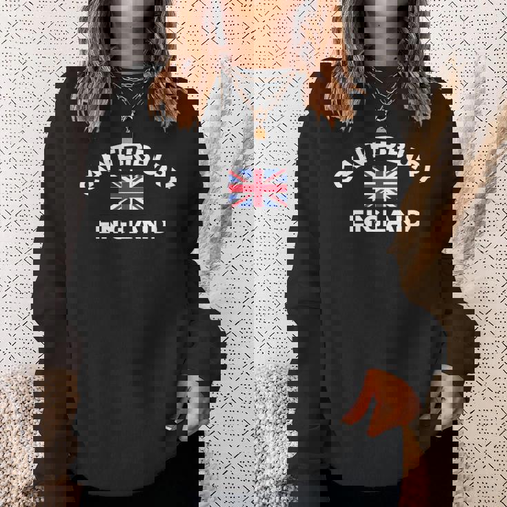 カンタベリー イギリス Uk イギリス シティ ユニオンジャック 旗 長袖tシャツ スウェットシャツ 彼女への贈り物