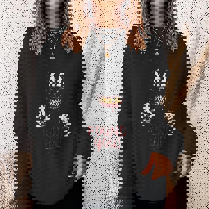 カートゥーン キャット 不気味なホラー トリック・オア・トリート 長袖tシャツ スウェットシャツ 彼女への贈り物