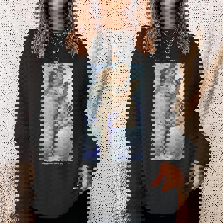 キスエンジェルズ ファーストキス 絵画 天使 キス キューピッド ラブ スウェットシャツ 彼女への贈り物