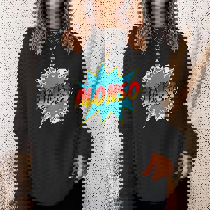 キッズ 男の子 アロンソ 名前 コミック 本 スーパーヒーロー スウェットシャツ 彼女への贈り物