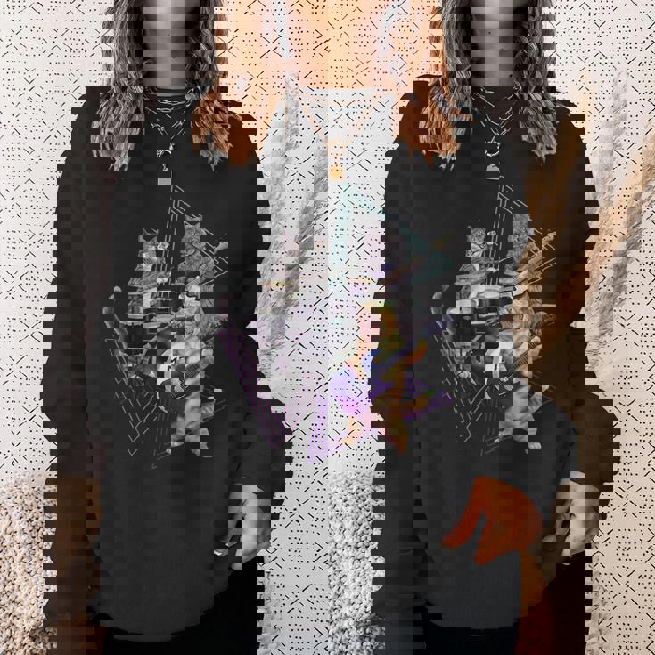 キャットバンド-ベース、ギター、ドラムセットのロックキティ スウェットシャツ 彼女への贈り物