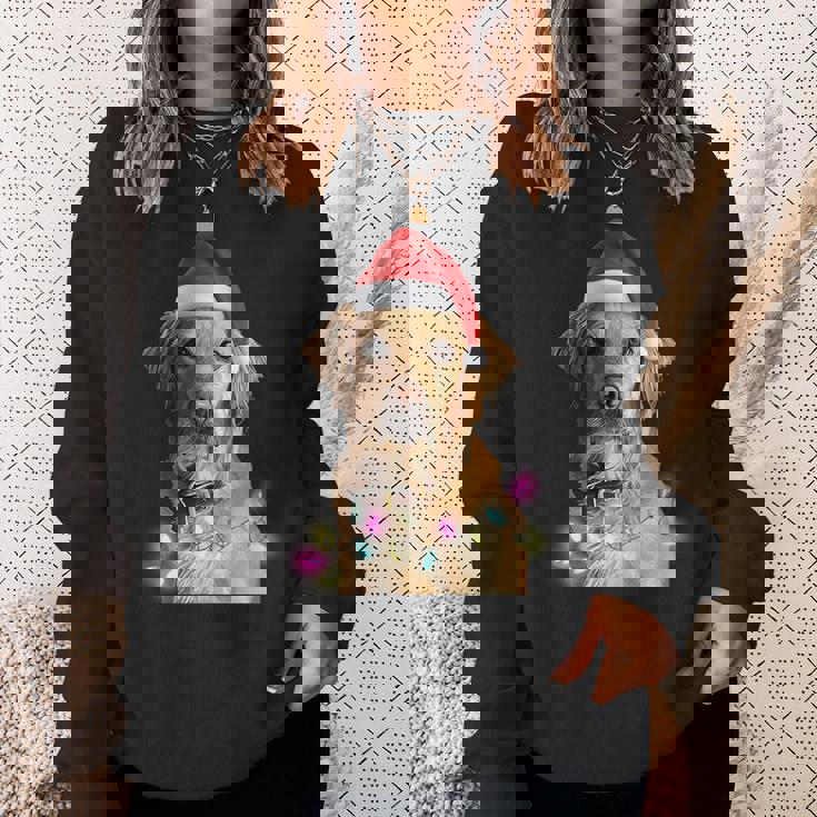 クリスマス ゴールデンレトリバー クリスマス ドッグツリー サンタハット リトリーバー 長袖tシャツ スウェットシャツ 彼女への贈り物