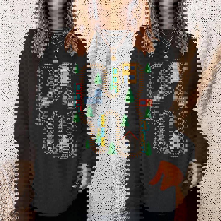 クールなプレイマット 電車線路 かわいい機関車 幼児 スウェットシャツ 彼女への贈り物