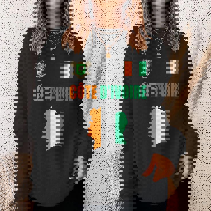 コートジボワール国旗 コートジボワール地図 スウェットシャツ 彼女への贈り物