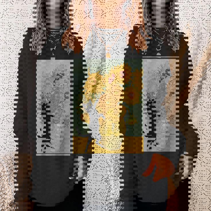ゴッホ ひまわり 面白い 猫 アート 絵画 スウェットシャツ 彼女への贈り物