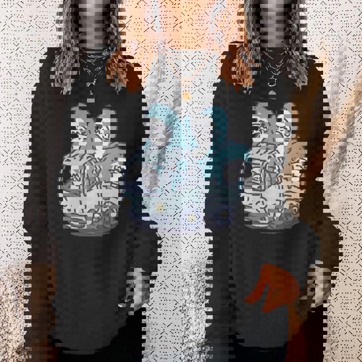 サメがたくさんトラックに 長袖tシャツ スウェットシャツ 彼女への贈り物