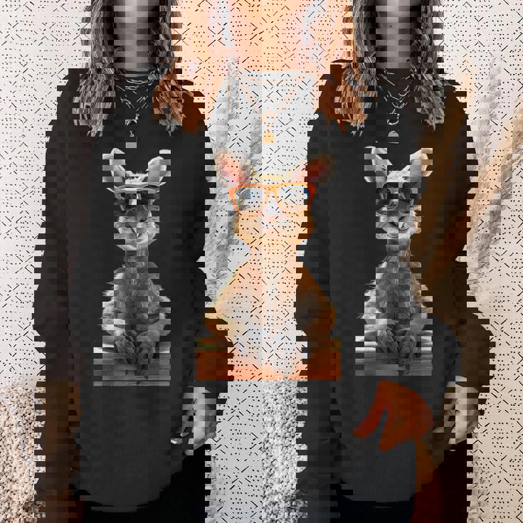 サングラスをかけたカンガルー オーストラリア アウトバック かわいい カンガルー スウェットシャツ 彼女への贈り物