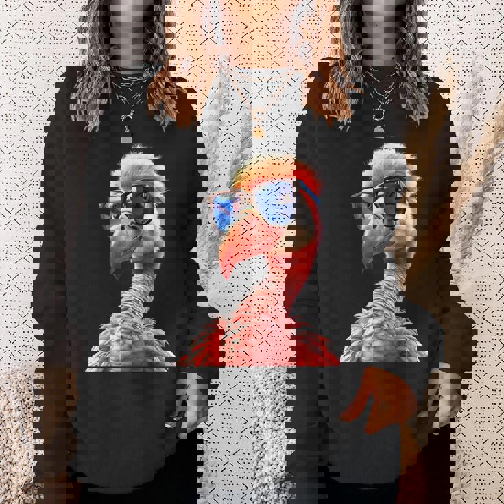 サングラスをかけたフラミンゴ フラミンゴが大好き かわいいフラミンゴ スウェットシャツ 彼女への贈り物