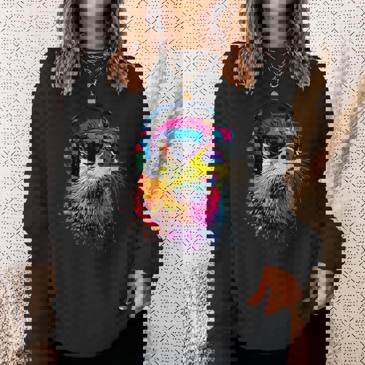 サングラスをかけたラッコ ラッコ大好き テンテン かわいい カワウソ スウェットシャツ 彼女への贈り物