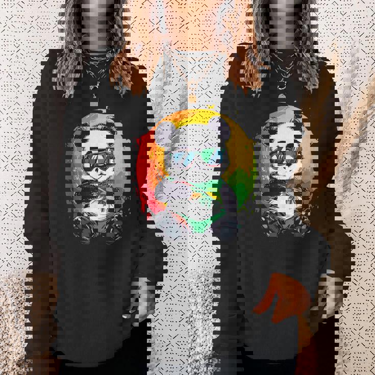 サングラス付きパンダ ラスタカラー スウェットシャツ 彼女への贈り物