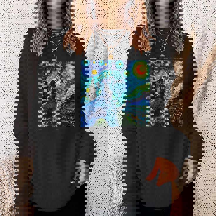 シュナウザー 面白いtシャツ 犬 ゴッホ 星月夜 かわいい メンズ 子供 おもしろ 服 グッズ ネタ スウェットシャツ 彼女への贈り物