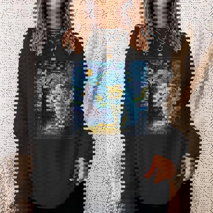 シュールレアリスム 星月夜 エキゾチック ショートヘア 猫 スウェットシャツ 彼女への贈り物