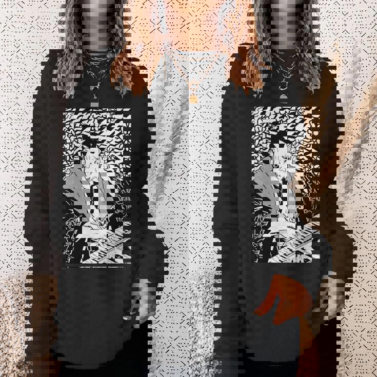 シンセサイザー テクノ 音楽 面白い サムライ シンセサイザー 長袖tシャツ スウェットシャツ 彼女への贈り物