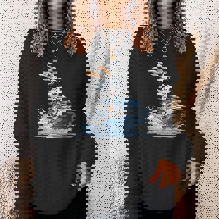 ジェットスキー ジェットスキー ウサギ イースターバニー サングラス スウェットシャツ 彼女への贈り物