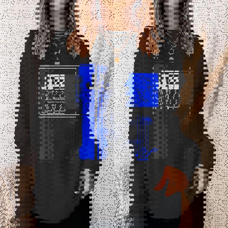 ジャズミュージシャンブルーシート ミュージックブルーノート スウェットシャツ 彼女への贈り物