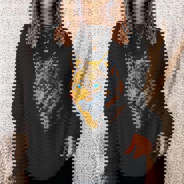 ジャッカル 動物モチーフ 青い目の作品 ジャッカル スウェットシャツ 彼女への贈り物