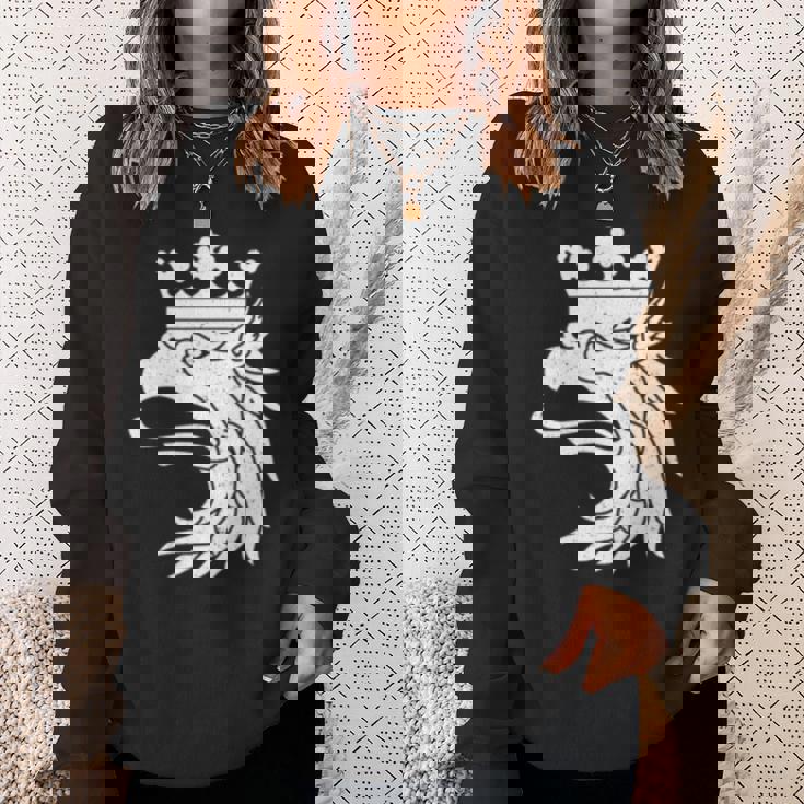 スカニアスウェーデン紋章フラッググリフィン 長袖tシャツ スウェットシャツ 彼女への贈り物