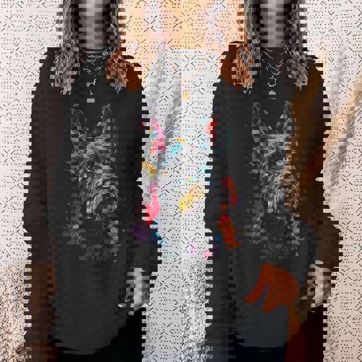 スコティッシュ・テリア 犬 グラフィック ペット アートワーク スコティッシュ・テリア スウェットシャツ 彼女への贈り物