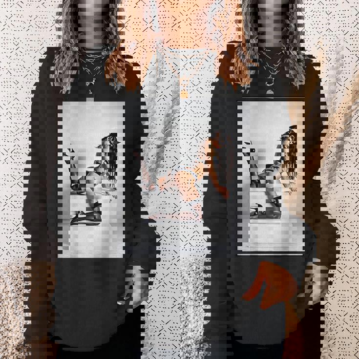 セクシーガールグラフィックtシャツ マスクのセクシーなファッションモデル スウェットシャツ 彼女への贈り物