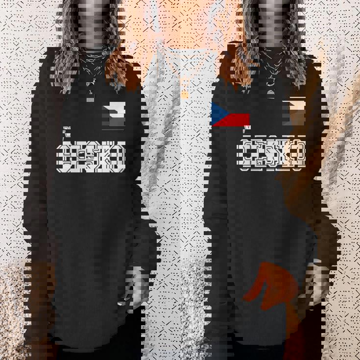 チェコ共和国 胸に Cesko 旗国旗 長袖tシャツ スウェットシャツ 彼女への贈り物