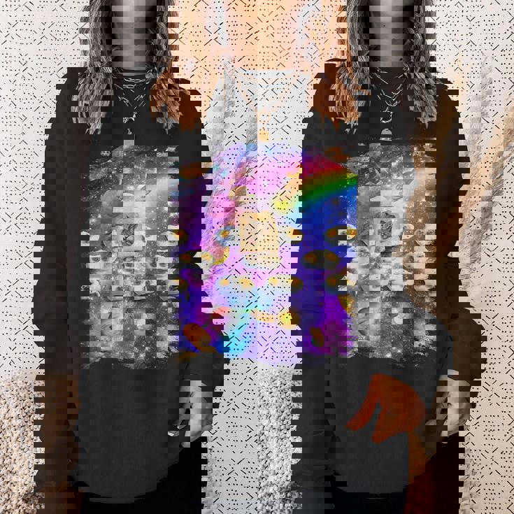 トーストスペース 猫 パンローフキャット レインボーギャラクシー スウェットシャツ 彼女への贈り物