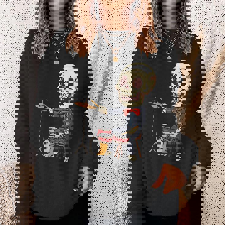 ドラミング スケルトン ドラム プレーヤー ドラマー パーカッション ドラム 長袖tシャツ スウェットシャツ 彼女への贈り物