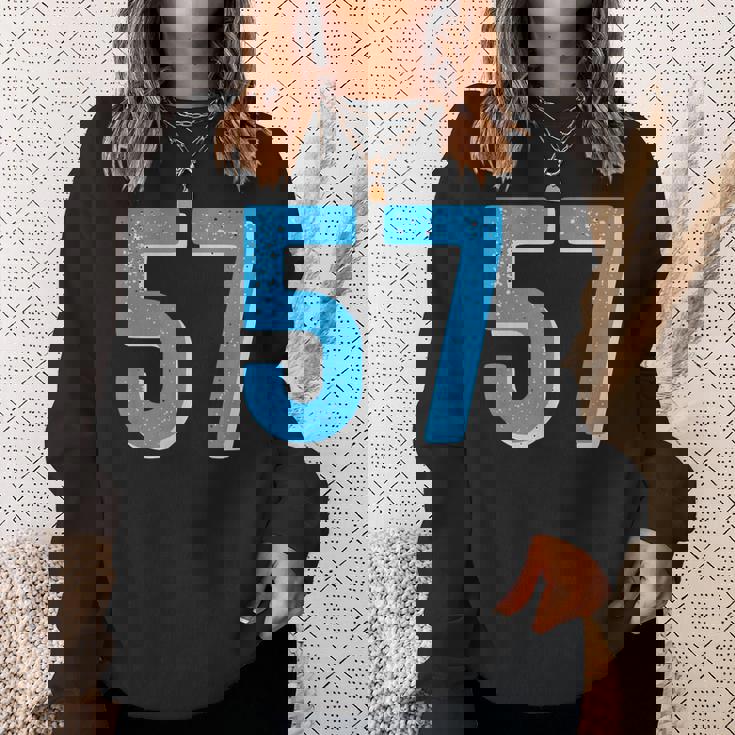 ナンバー 57 スポーツブルーナンバー スウェットシャツ 彼女への贈り物