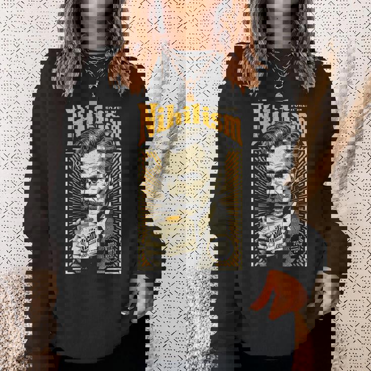 ニヒリズム 男性用 面白い ニーチェ哲学 ビンテージ広告 スウェットシャツ 彼女への贈り物