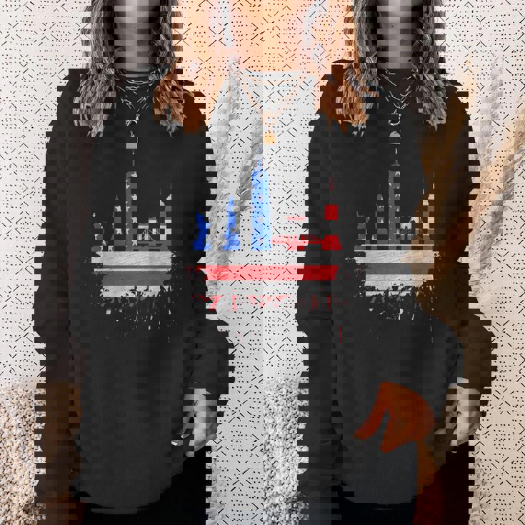ニューヨーク・スカイライン 星条旗 アメリカ国旗アート Love Ny スウェットシャツ 彼女への贈り物