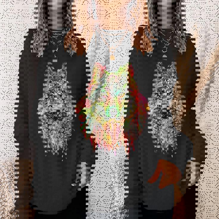 ネイティブアメリカンの羽 狼 星 プリティトレンディ スウェットシャツ 彼女への贈り物