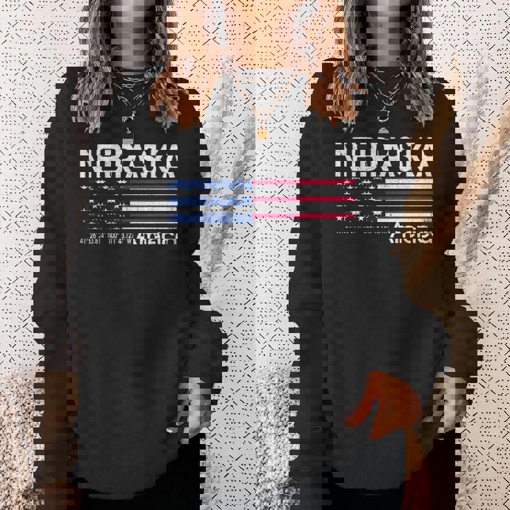 ネブラスカの座標 米国旗 スウェットシャツ 彼女への贈り物