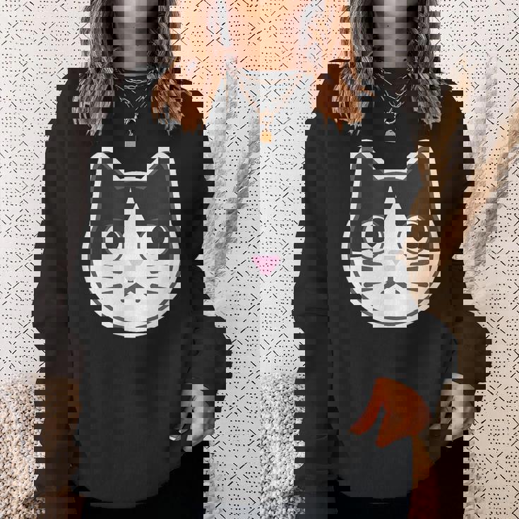 ハチワレ《ふぇいす》ねこ 猫【どうぶつフレンズ】シンプル 顔 ゆるくて かわいい 動物 イラスト スウェットシャツ 彼女への贈り物