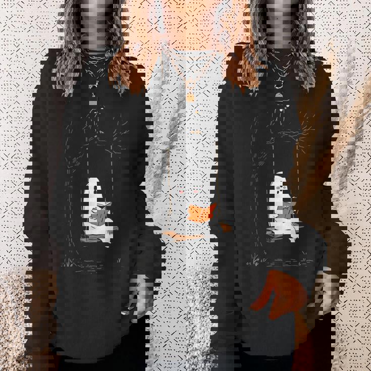 ハロウィン おばけ 読書 かわいい マジカル 本 恋人 本の虫 スウェットシャツ 彼女への贈り物