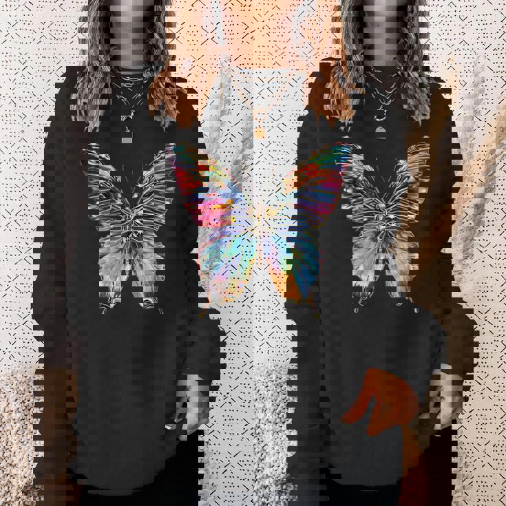 バタフライ カラフルな羽 バタフライ 蝶 スウェットシャツ 彼女への贈り物