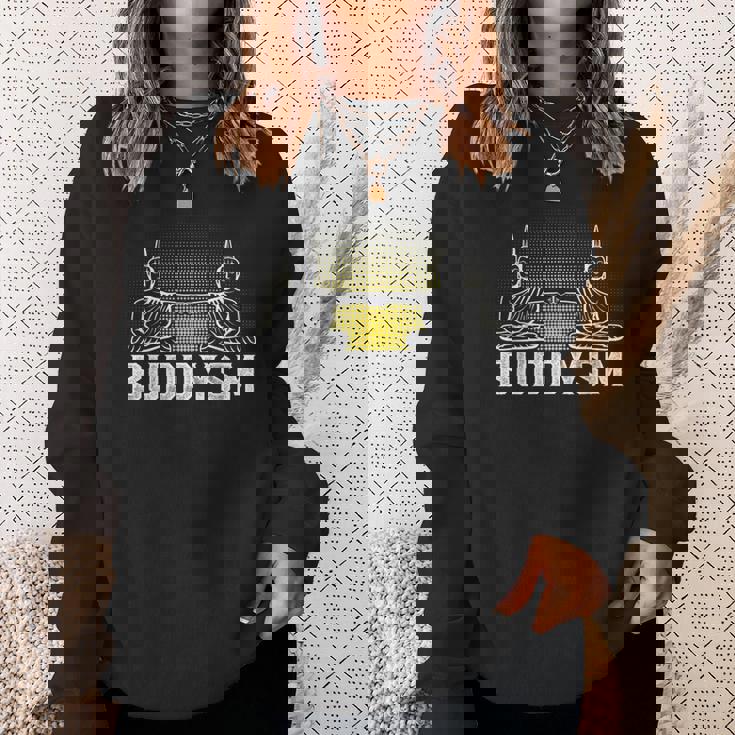 メンズ バディフィストバンプバディズム仏教フレンズハッピーブッダ スウェットシャツ 彼女への贈り物