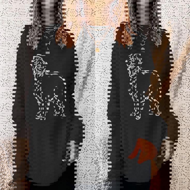 バーニーズマウンテンドッグ ミニマリストバッジ パッチラインアート スウェットシャツ 彼女への贈り物