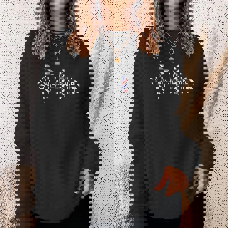 バーバー ポール ハサミ バリカン レトロ バーバー ハートビート スウェットシャツ 彼女への贈り物